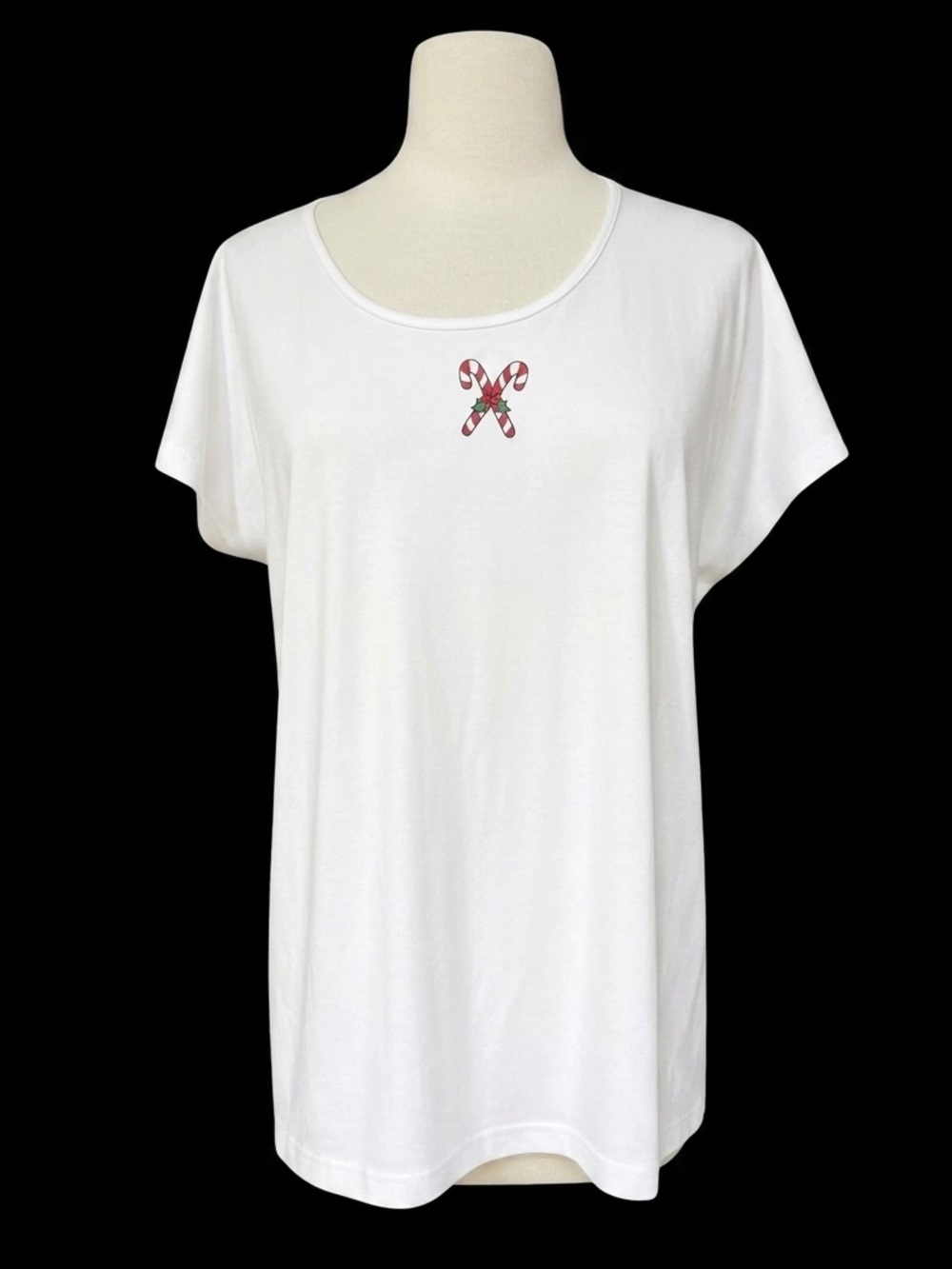 NWOT Country Store 100% Cotton Embroidered Christmas Candy Cane Shirt